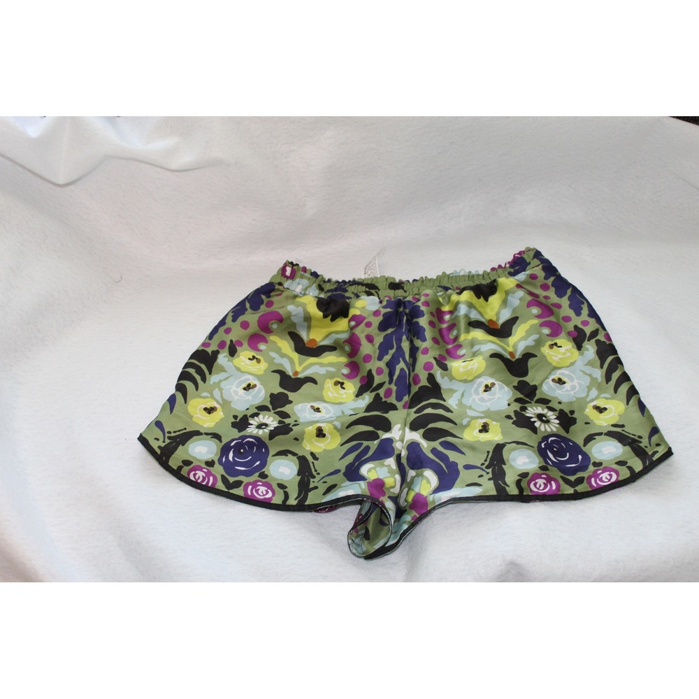 Zara Womens Floral Print Satin Shorts Green Purple Women size S  RN77302 NWT - Picture 3 of 10